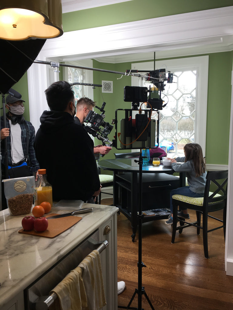 Film crew standing in the kitchen at the Smith Steiner B&B in Carlisle, Pa. 